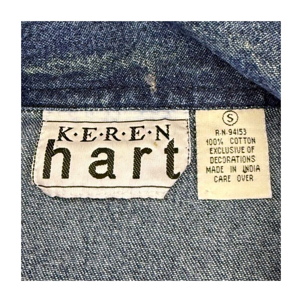 Vintage Keren Hart Denim Jacket Women’s Small Autumn Leaf Embroidered Quilted - Picture 2 of 8